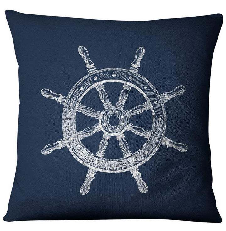 Blue Compass Nautical Marine Style Linen Pillow Case Mediterranean Sofa Cushion Cover Home Textile - Trendha