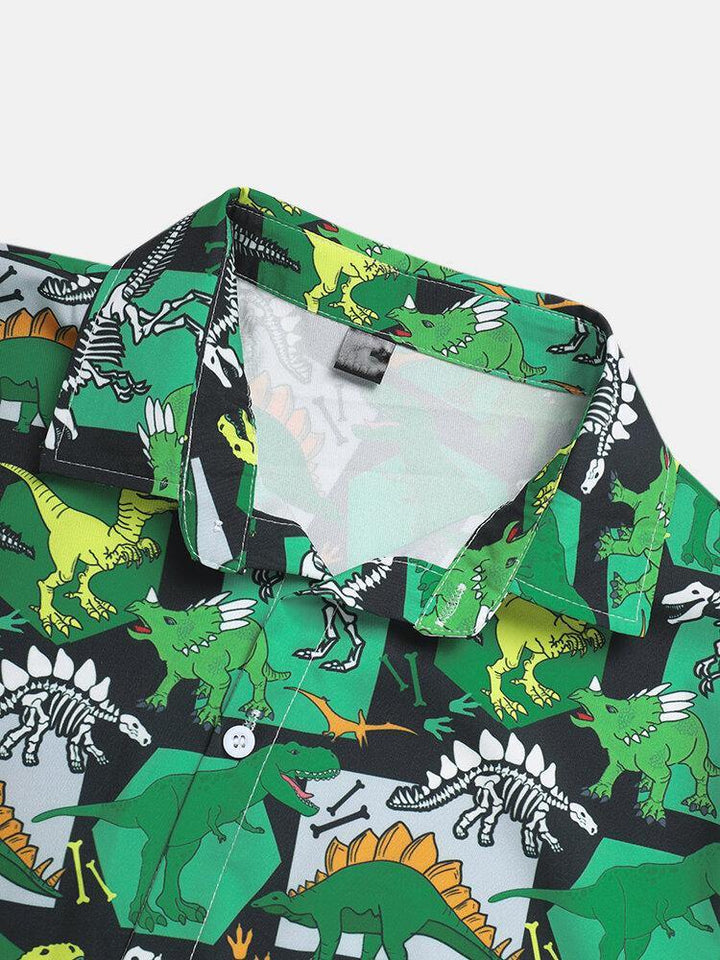Mens Casual Dinosaur Cartoon Shirts - Trendha