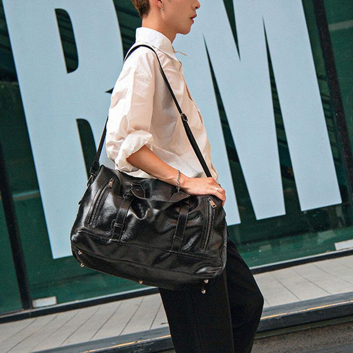 Men PU Leather Large Capacity Portable Business Messenger Bag Handbag Shoulder Bag Crossbody Bag Duffle Bag - Trendha