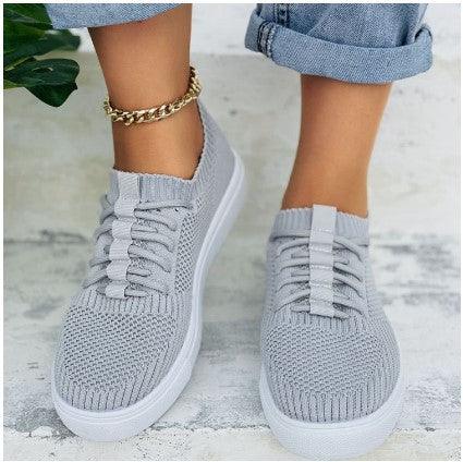 Candy-colored Flying Woven Flat Large Size Women's Casual Shoes - Trendha