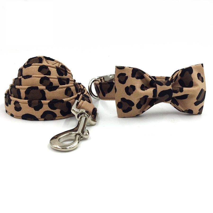 Leopard-Pattern Dog Collar and Leash Options