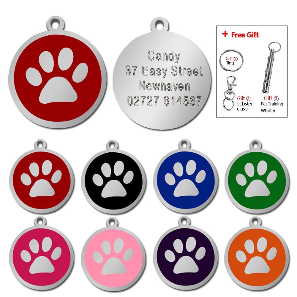 Dog's Silver Paw Patterned ID Tag - Trendha