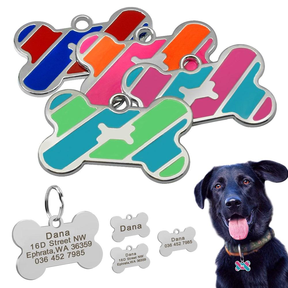 Dog's Striped Bone Shaped ID Tag - Trendha