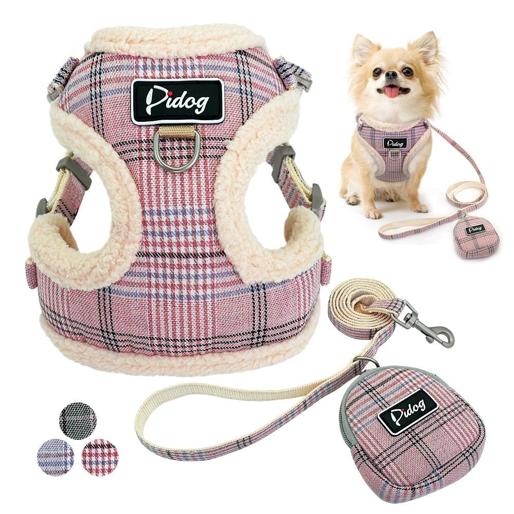 Dog Warm Plaid Vest with Leash - Trendha