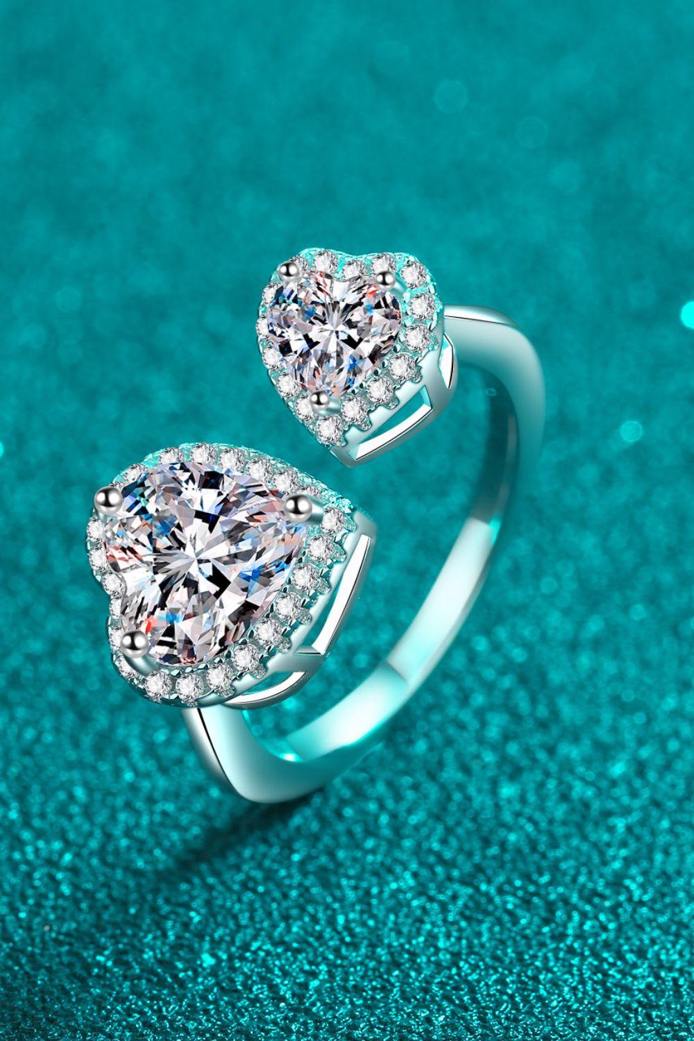 Heart-Shape Moissanite Open Ring - Trendha