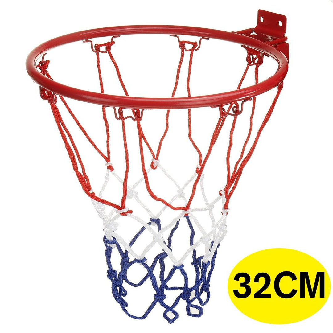 32/45CM Heavy Duty Steel Wall Mounted Basketball Hoop Rim and Net for Indoor Outdoor Sport Basketball Training - Trendha