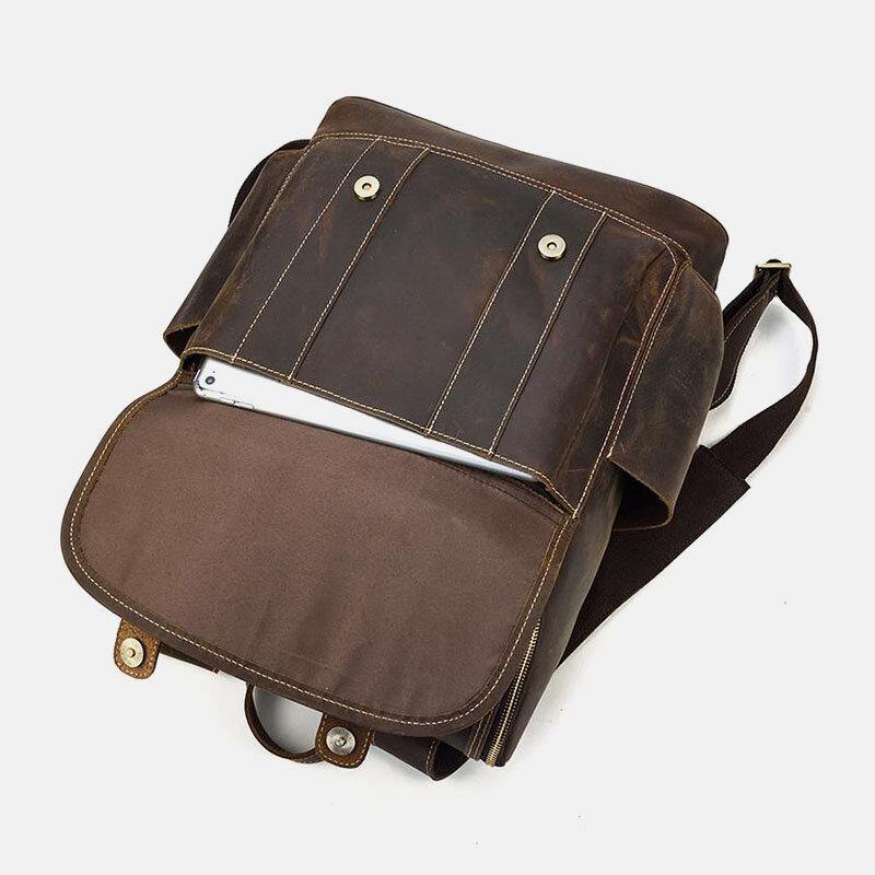 Men Vintage Multi-pocket Anti-theft 15.6 Inch Laptop Backpack - Trendha