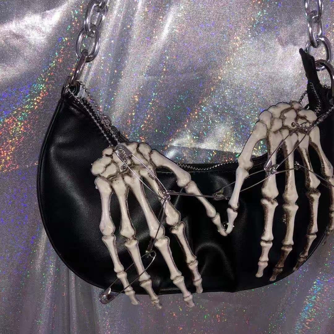 Punk Hot Girl Hand Bone Heterogeneous Chain Folded Dumpling Bun - Trendha
