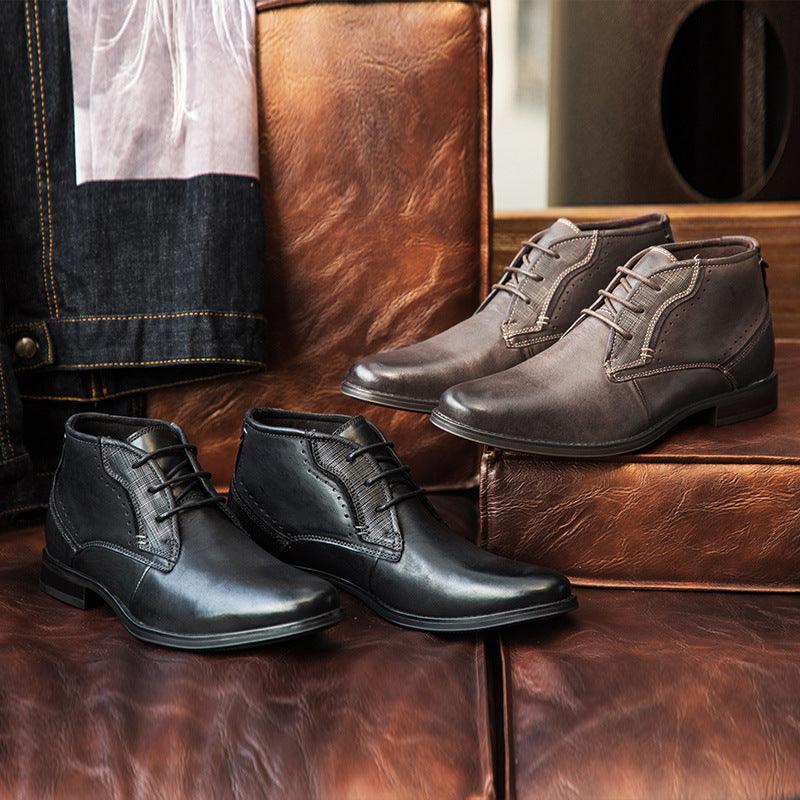 High-top Shoes British Gentleman First Layer Cowhide Men's Boots - Trendha