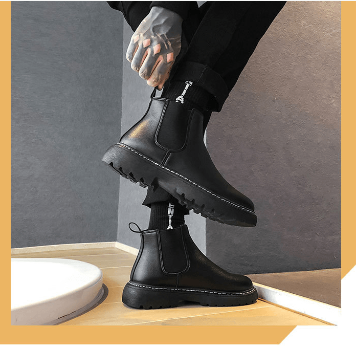 British Style Set Foot Leather Boots - Trendha