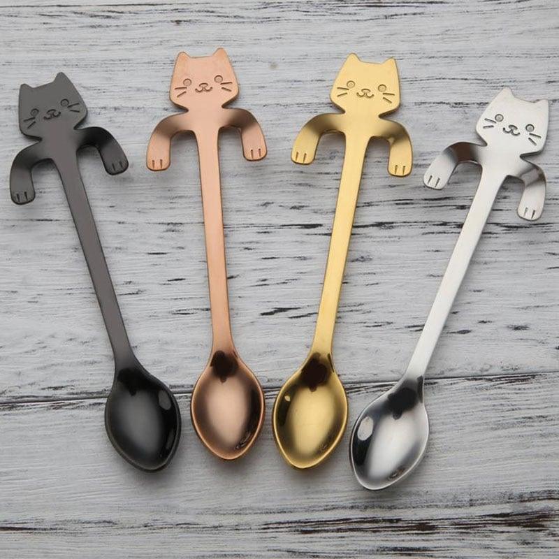 Eco-Friendly Cat Shaped Stainless Steel Coffee Spoon - Trendha
