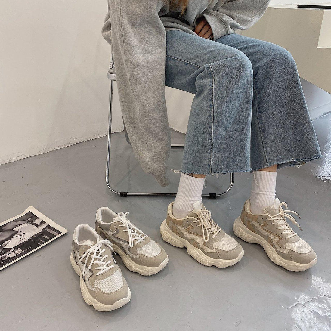All-match Xiaobai Fried Street Daddy Women's Breathable Thin Net Shoes