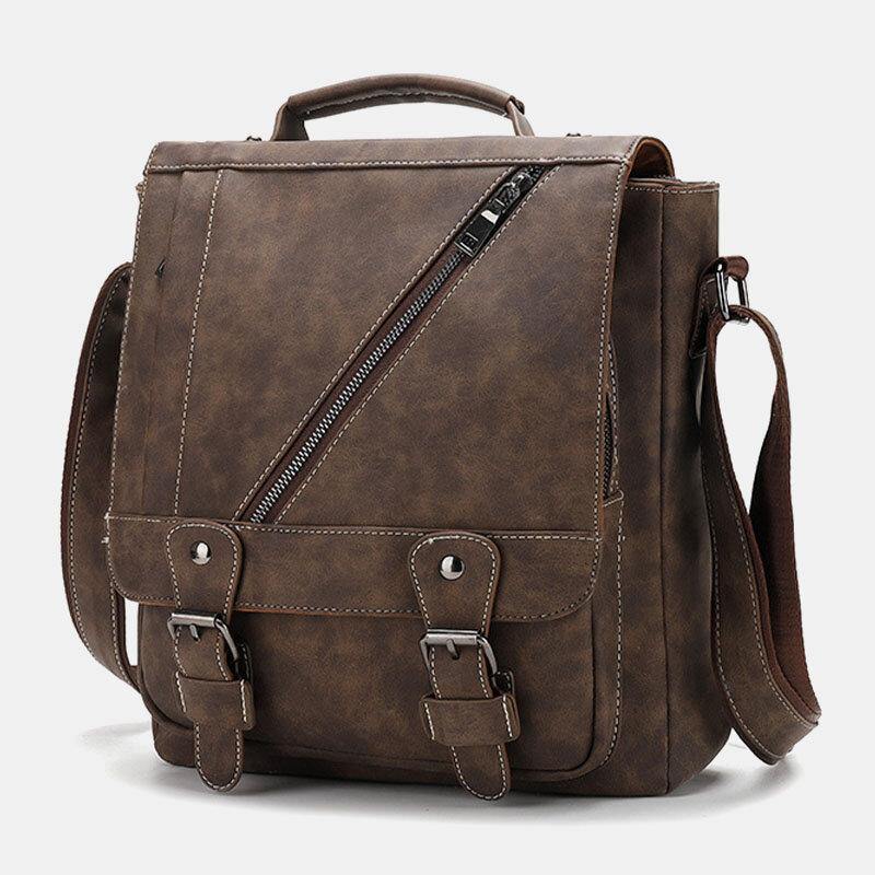 Men PU Leather Large Capacity Vintage Casual Waterproof Breathable Crossbody Bags Shoulder Bags Handbag - Trendha