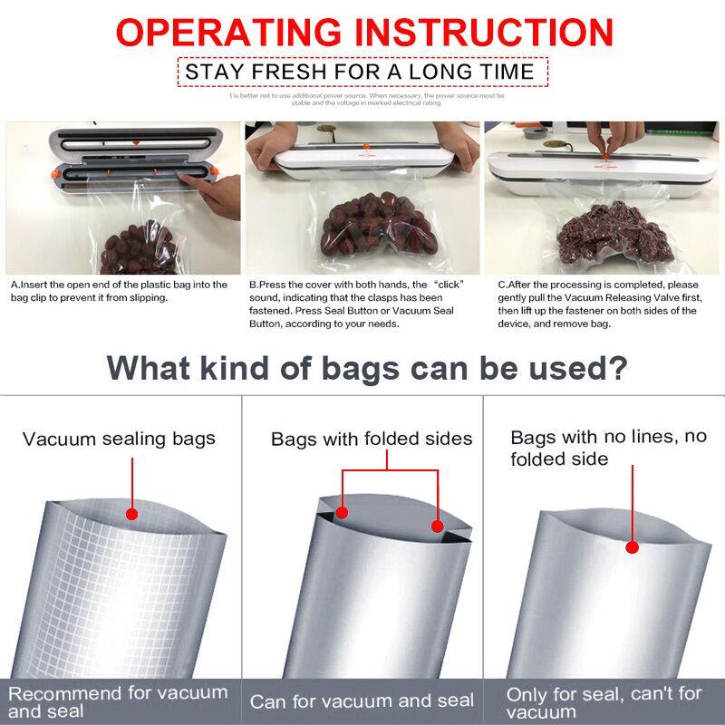 Electric Vacuum Sealer with 10 pcs Food Saver Bags - Trendha