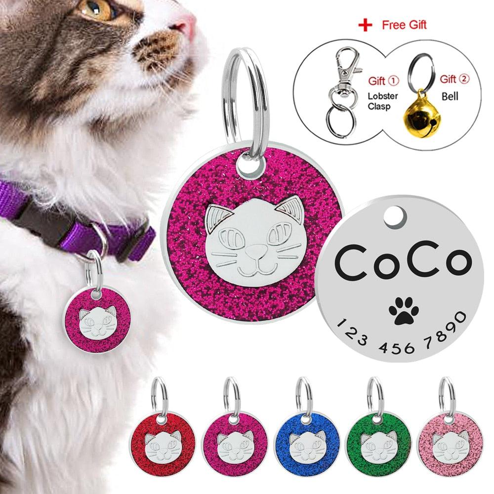 Engraved Texting Glitter Design ID Tag - Trendha