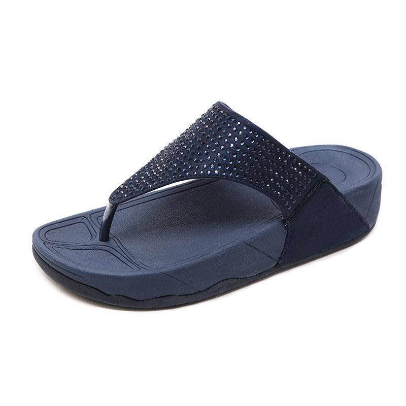Slippers Women Wedge With Rhinestone Platform Flip Flops - Trendha