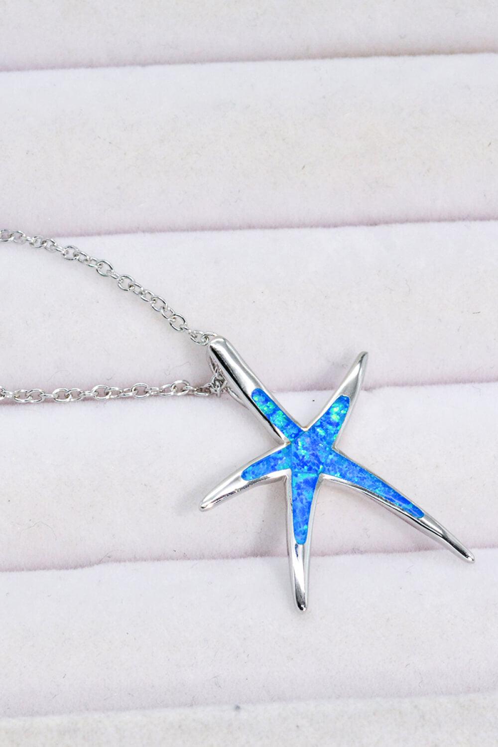 Opal Starfish Pendant Necklace - Trendha