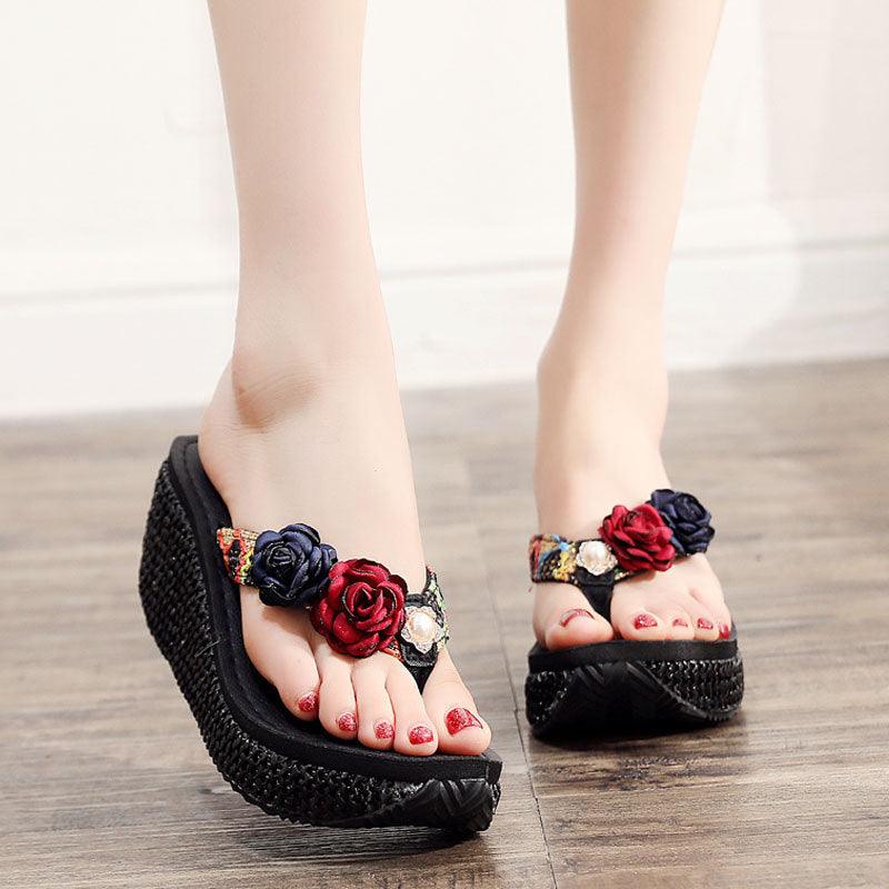Bohemian Ladies Beach Shoes Platform Flip Flops - Trendha