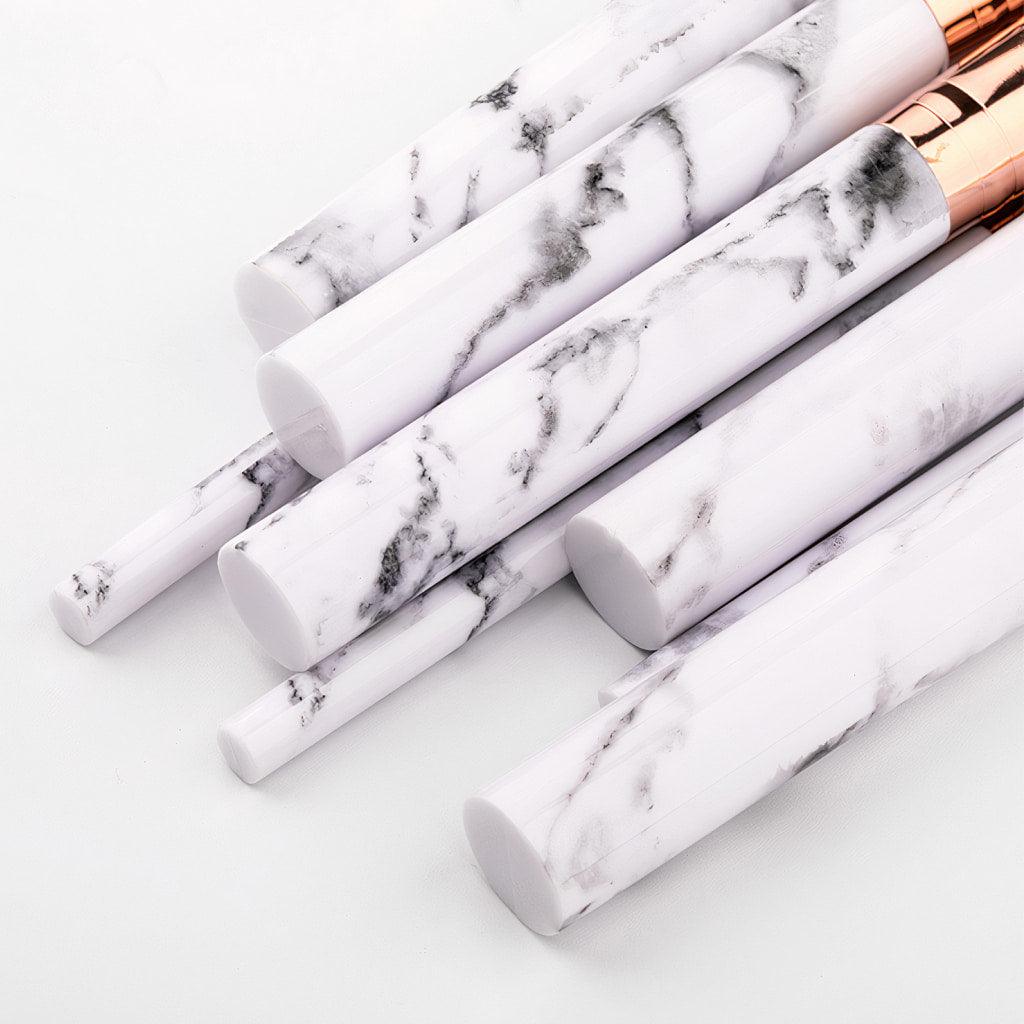 White Marble Makeup Brush Set - Trendha