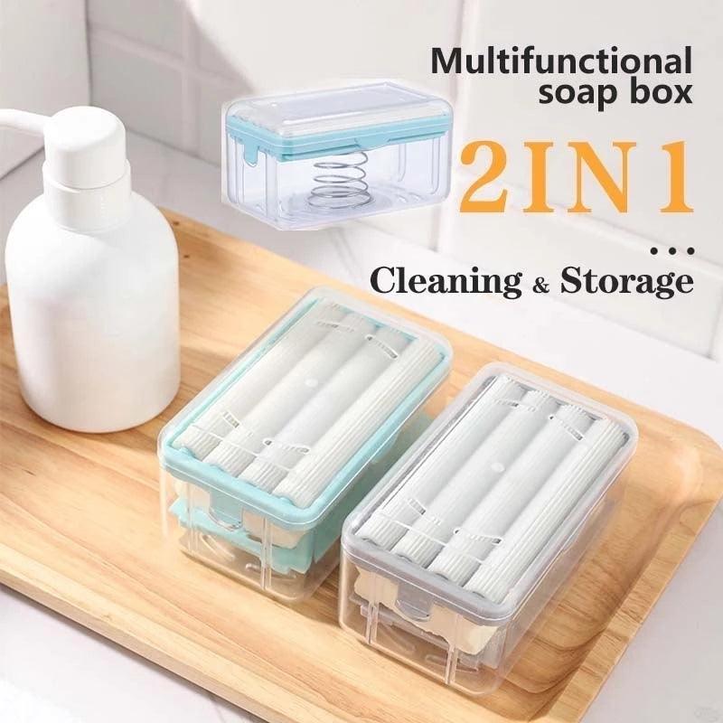 New Usage Roller Type Soap Dish Holder For Bathroom Toliet Soap Box Plastic Storage Container With Drain Water Bathroom Gadgets - Trendha