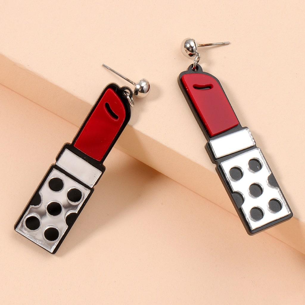 Red Lipstick Earrings - Trendha