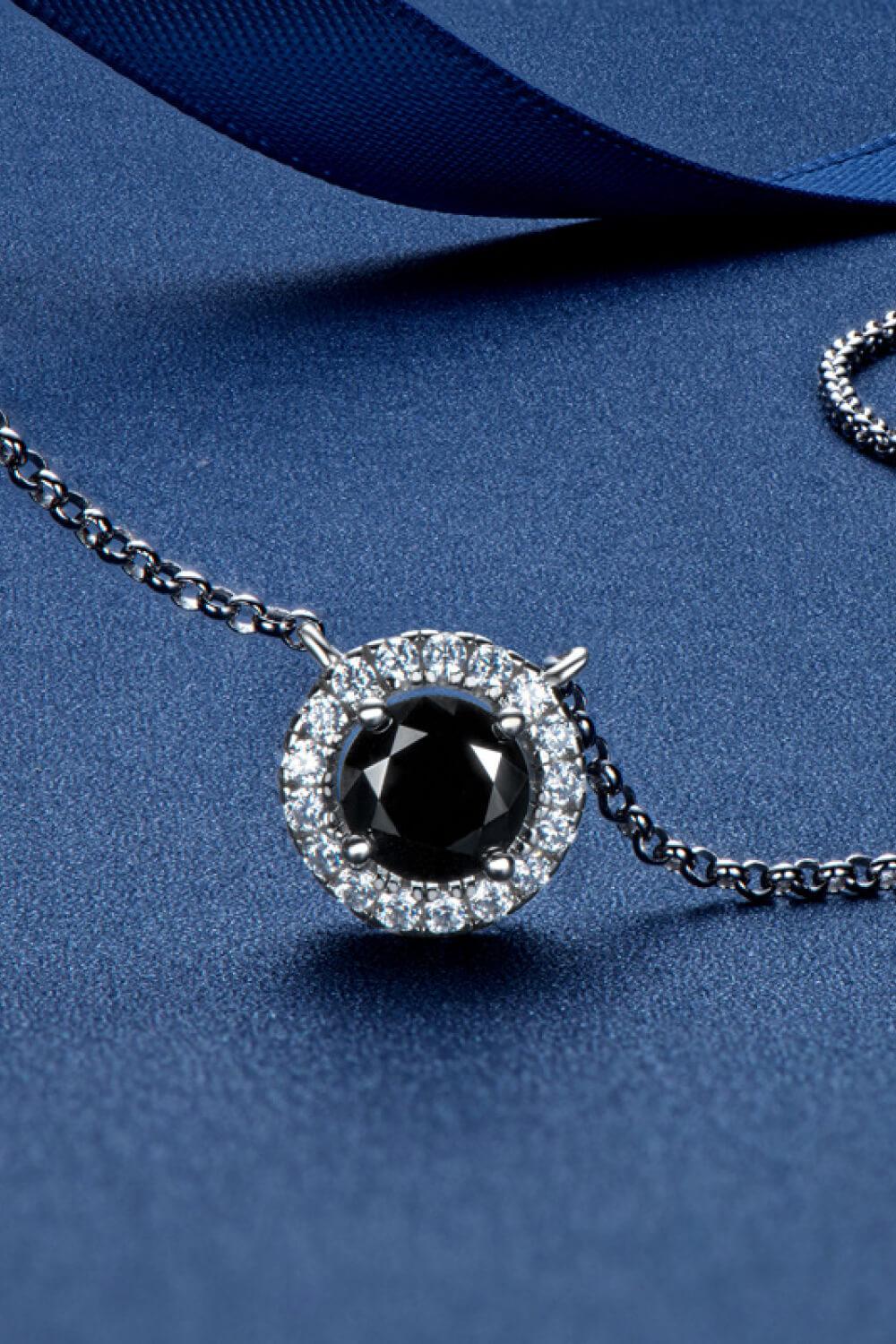 Two-Tone 1 Carat Moissanite Round Pendant Necklace - Trendha