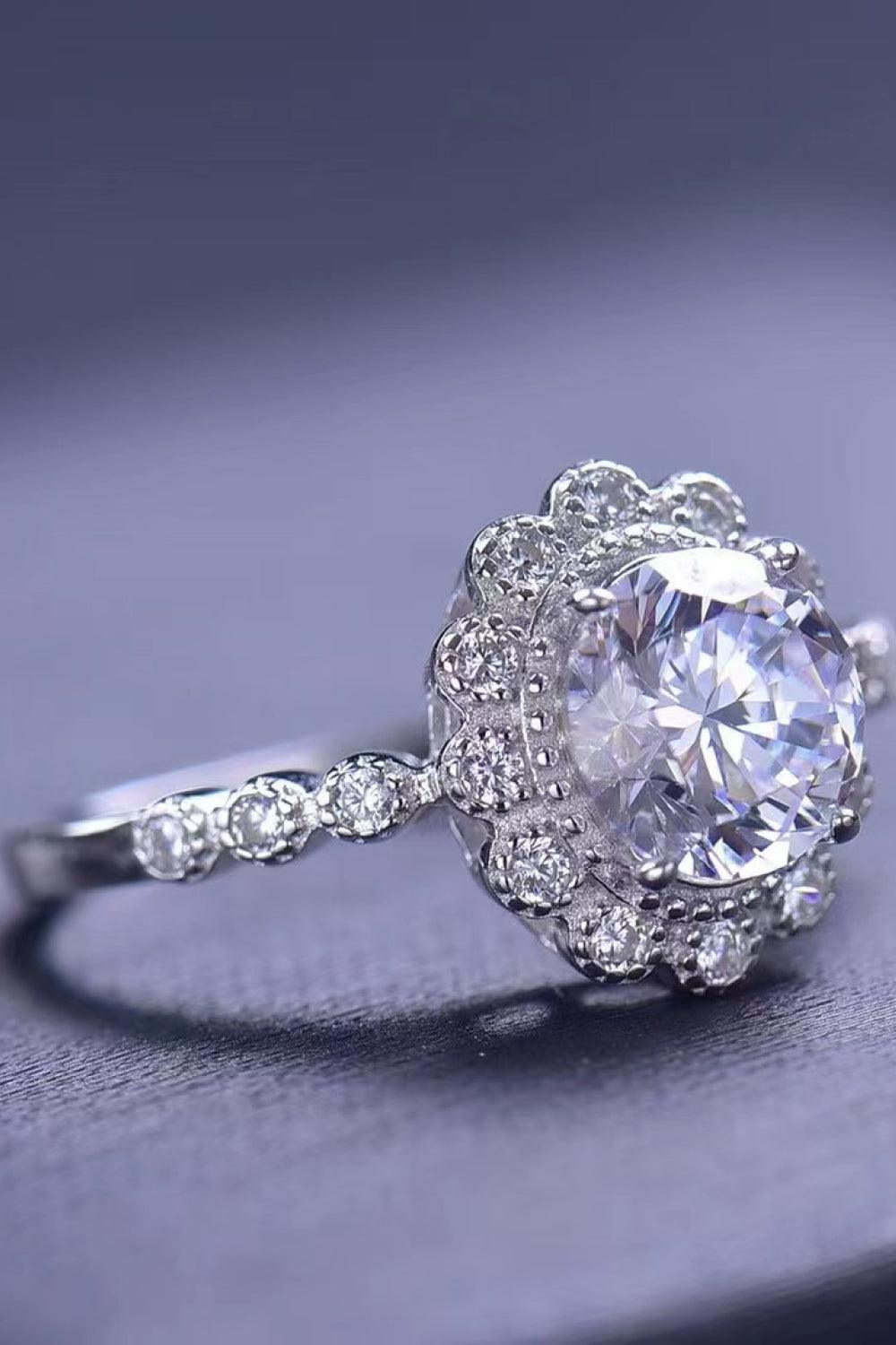 1.5 Carat Moissanite Floral-Shaped Cluster Ring - Trendha