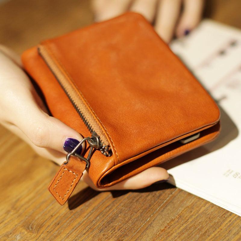 Retro Ultrathin Twofold Simple Short Drivers License Driving License One Mens And Womens Leather Wallet - Trendha