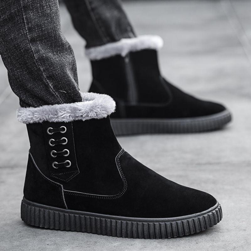 Men's Thick Cotton Shoes Waterproof Black Snow Boots