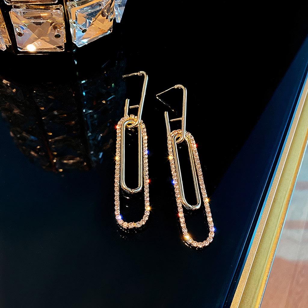 Oblong Shiny Earrings - Trendha