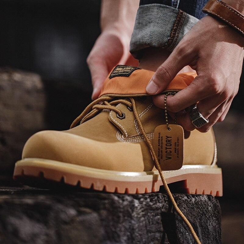 Autumn New Style Martin Boots High-top Rhubarb Boots British Style Tooling Men's Shoes - Trendha