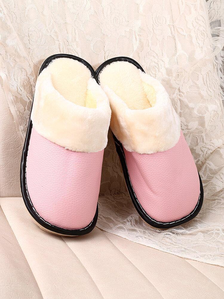 Women Warm Lining Waterproof Slip Resistant Backless Winter Indoor Slippers - Trendha