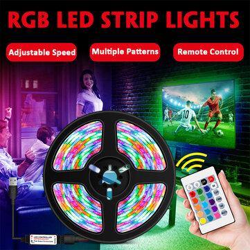 1M/2M/3M/4M/5M 2835 SMD USB RGB Waterproof LED Strip Light Outdoor Home Lamp 5V + 24Keys Remote Control - Trendha