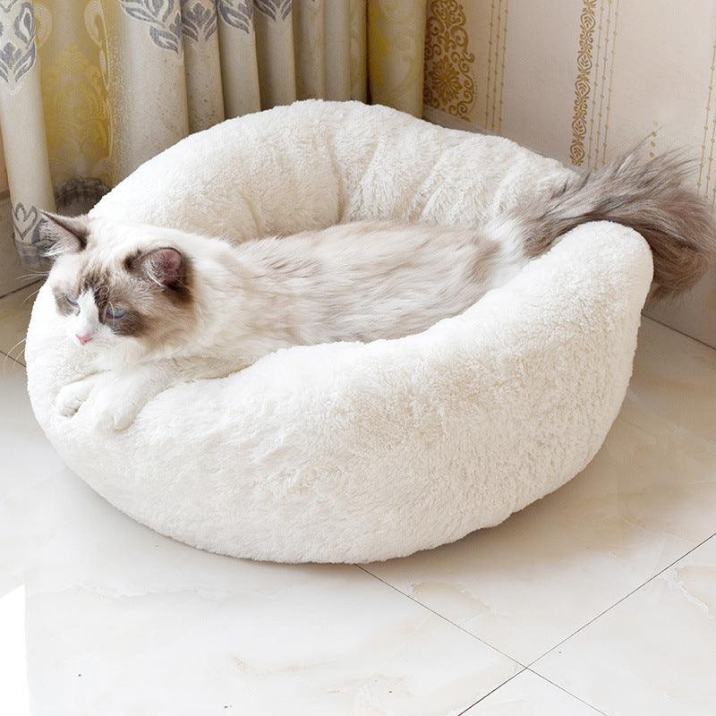 Fleece Round Bed for Cats - Trendha