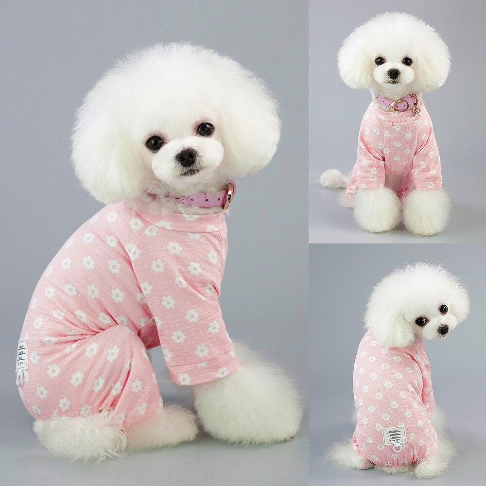 Floral Blue / Pink Cotton Dog Jumpsuit - Trendha