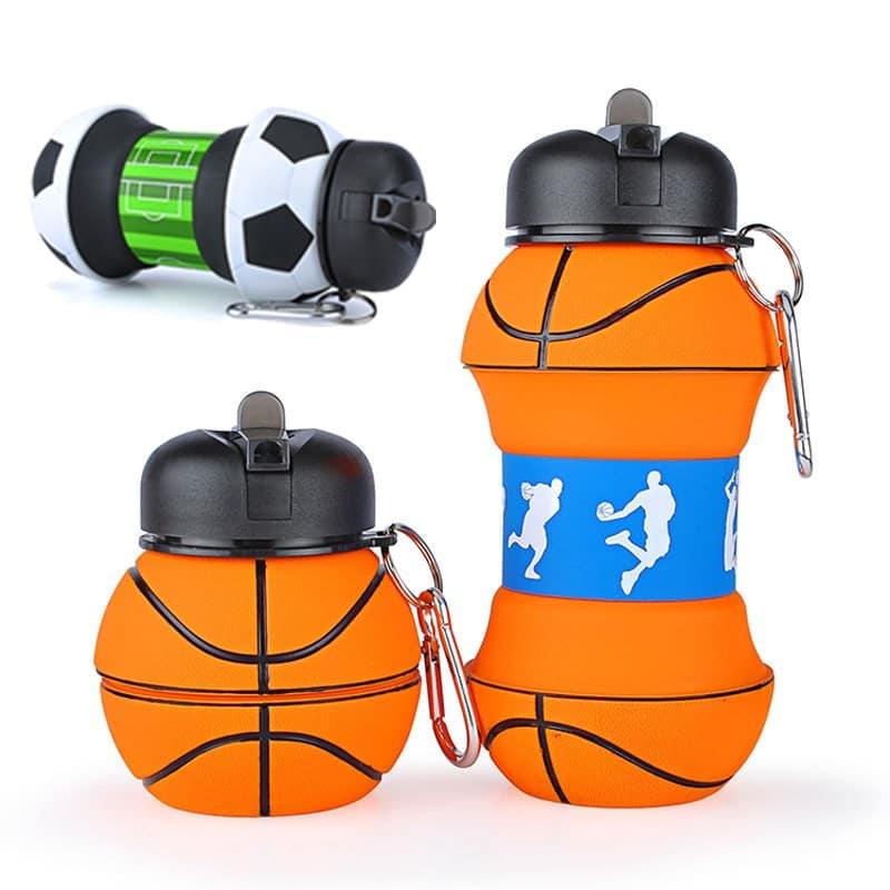 Foldable Football / Basketball / Tennis Leakproof Silica Gel Kid's Water Bottle - Trendha