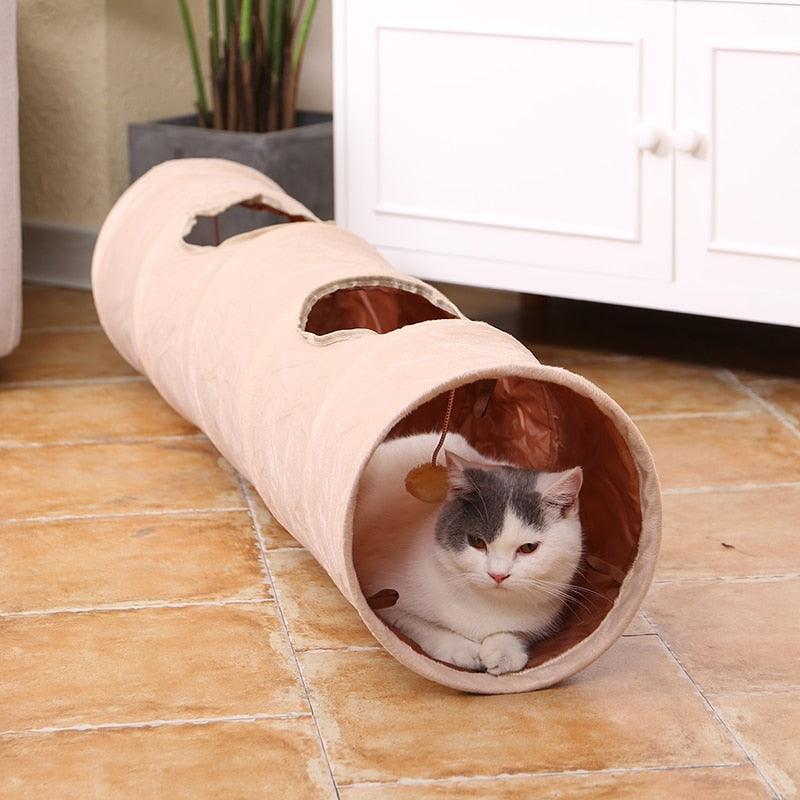 Foldable Long Tunnel with Ball Toy for Cats - Trendha
