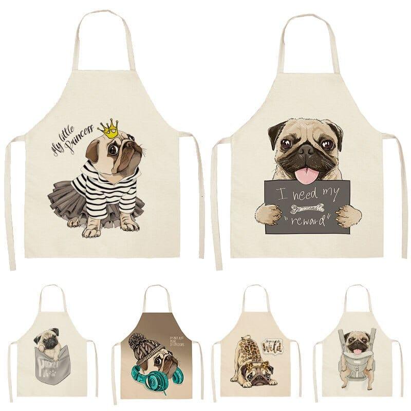 Funny Pug Print Apron - Trendha