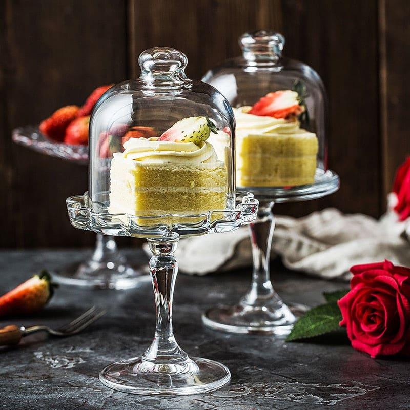 Glass Cake Tray with Lid - Trendha