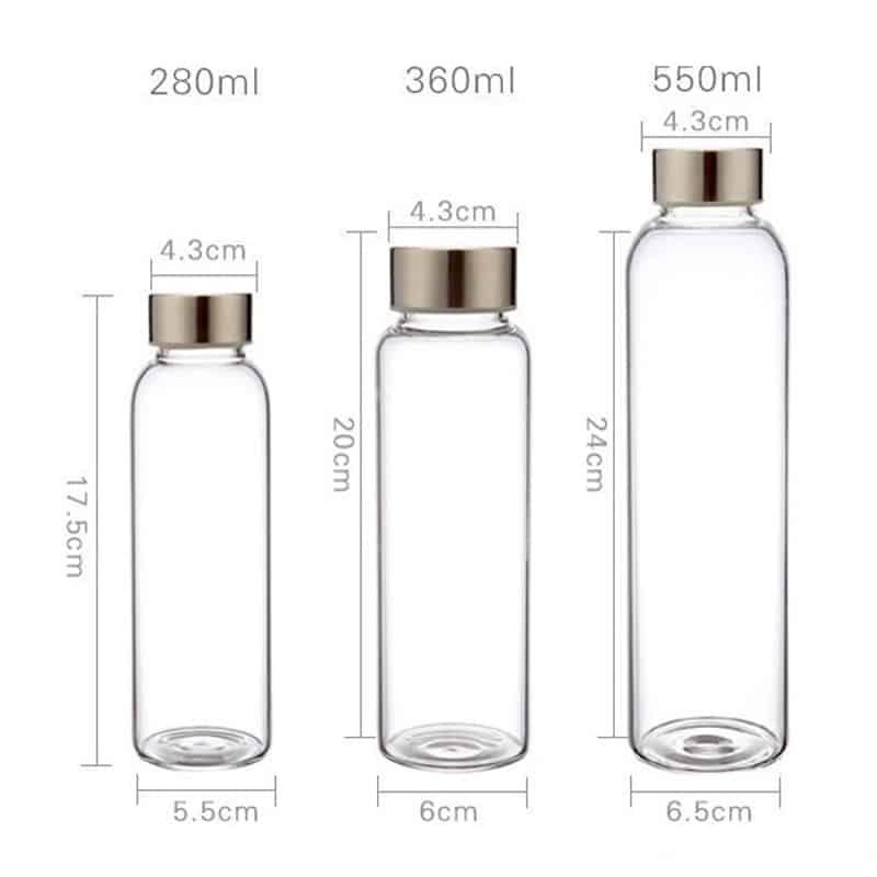 Glass Water Bottle with Stainless Steel Lid - Trendha