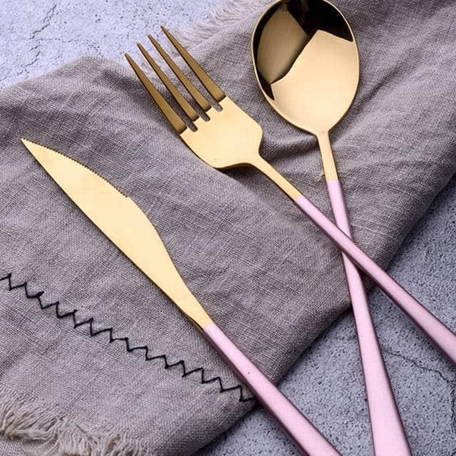Gold / Silver Portable Steel Tableware Set - Trendha