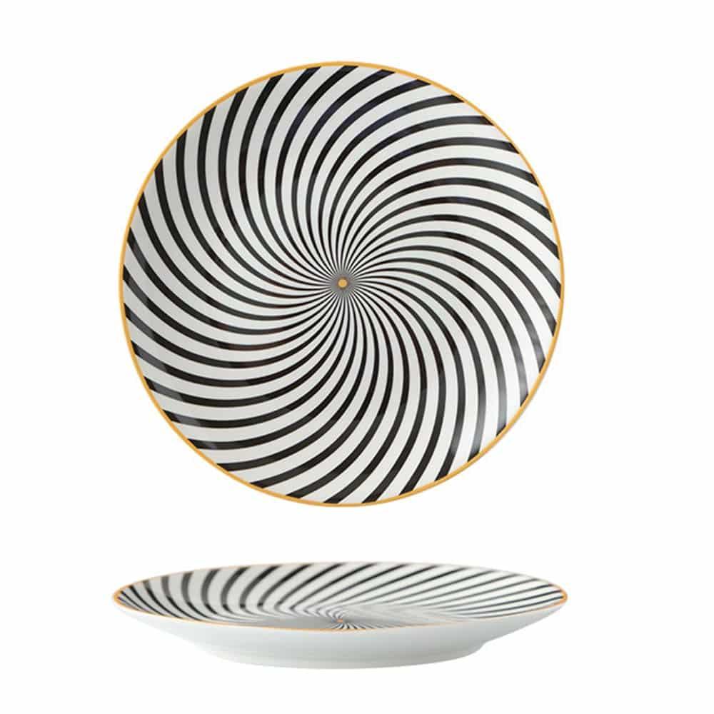 Graphic Pattern Ceramic Plate - Trendha