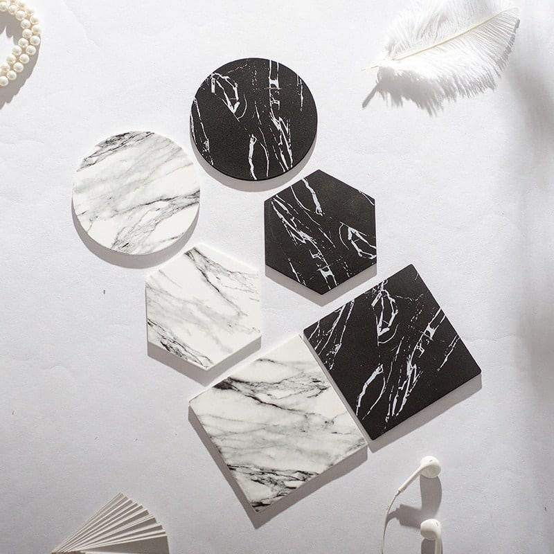 Marble Styled Non-Slip Silicone Coaster - Trendha