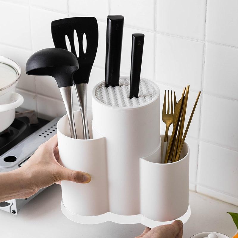 Multifunction Black / White Kitchen Utensils Holder - Trendha