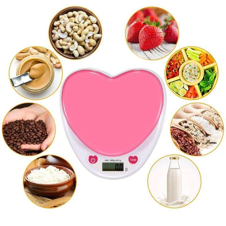 Pink Heart Shaped Digital Kitchen Scale with LCD Display - Trendha
