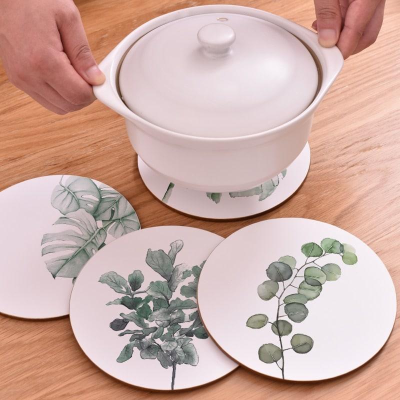 Plant Print Round Coaster - Trendha