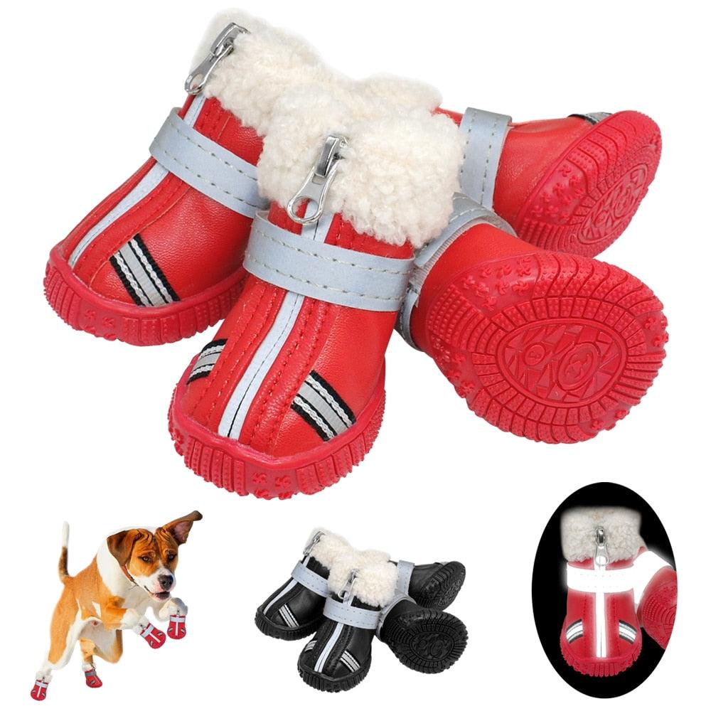 Reflective Warm Dog Shoes 4 pcs Set