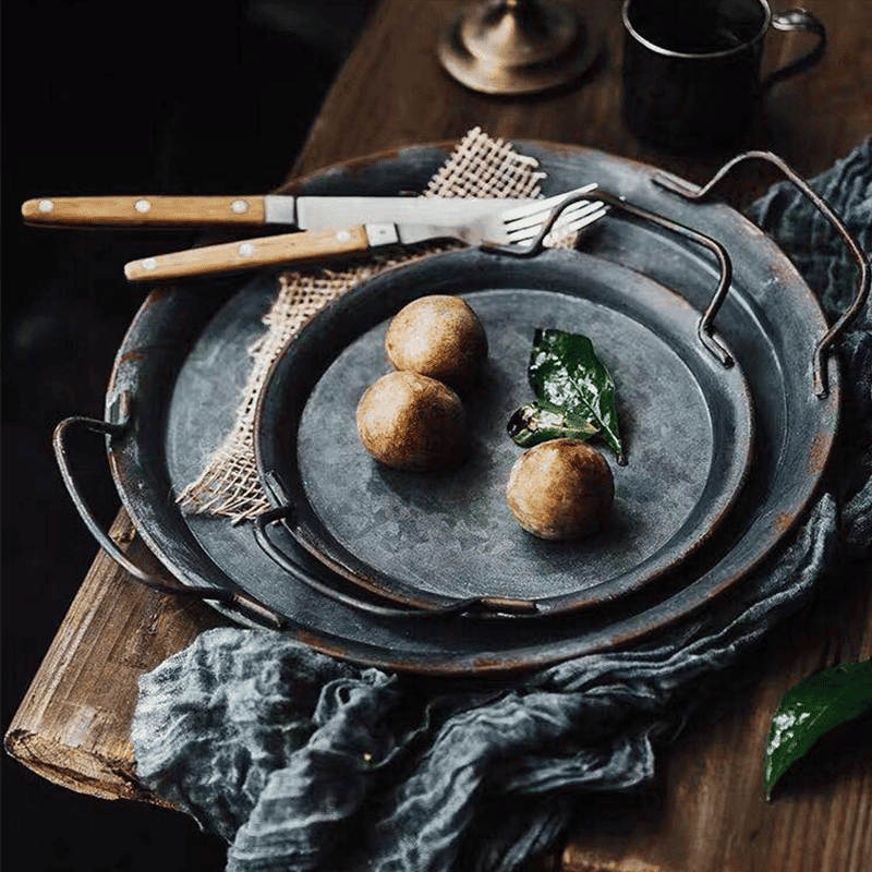 Retro Round Storage Trays with Handles - Trendha