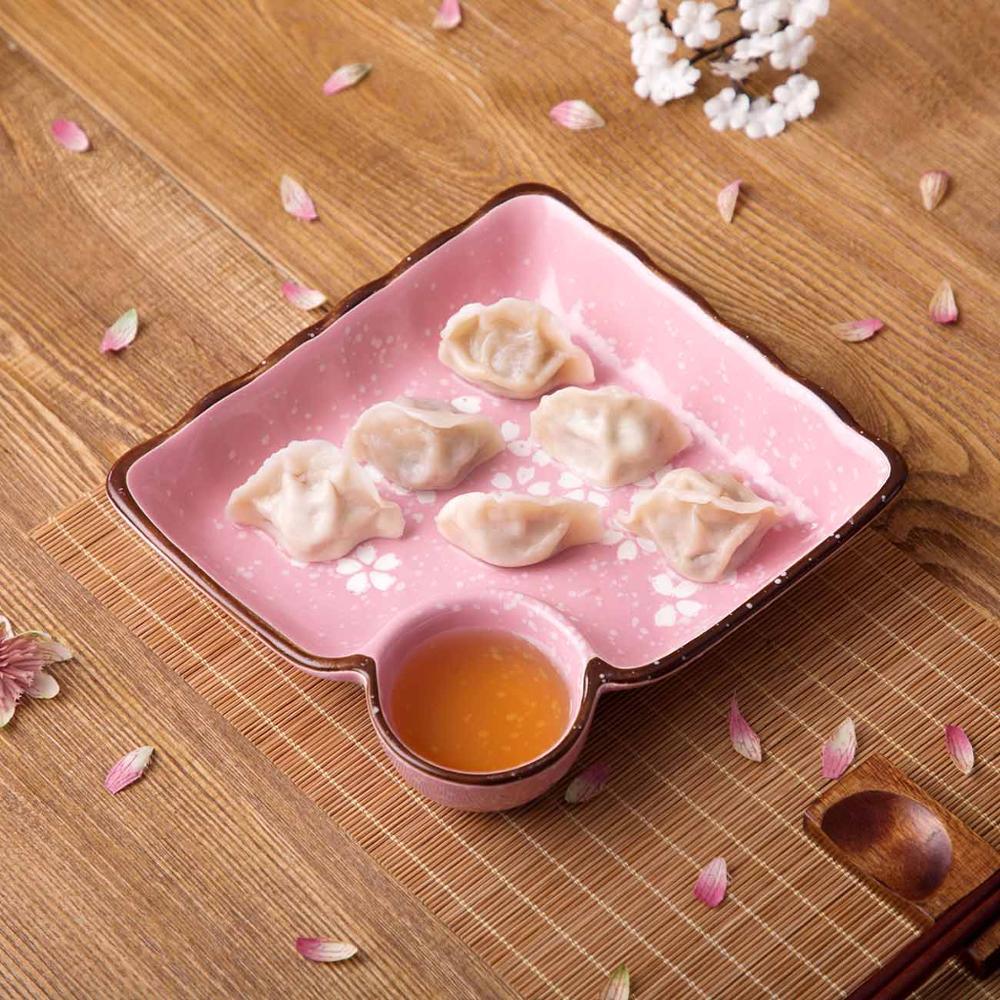 Sakura Flowers Ceramic Dinner Plate with Sauce Dish - Trendha