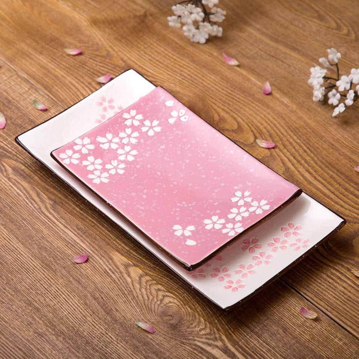 Sakura Style Rectangle Ceramic Dinner Plate - Trendha